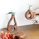 Axyaa Wooden Vase Glass Test Tube Flower Arrangement Hydroponics Home Decor
