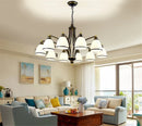 Axyaa American Country Iron Chandelier with White Glass - Ideal for Suspension Lighting in Any Room