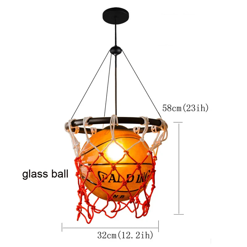 Axyaa Basketball Pendant Light: Unique Cafe Decor Lamp for Kids Bedroom.