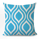 Axyaa Blue Geometric Cotton Linen Pillow Cover for Luxury Home Decor