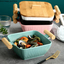 Axya Nordic Ceramic Fruit Plate with Lid: Kitchen Decor Tableware Bowl