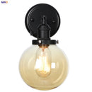 Axyaa Glass Ball Industrial Wall Sconce Black Loft Hallway Stair Bathroom Mirror Light