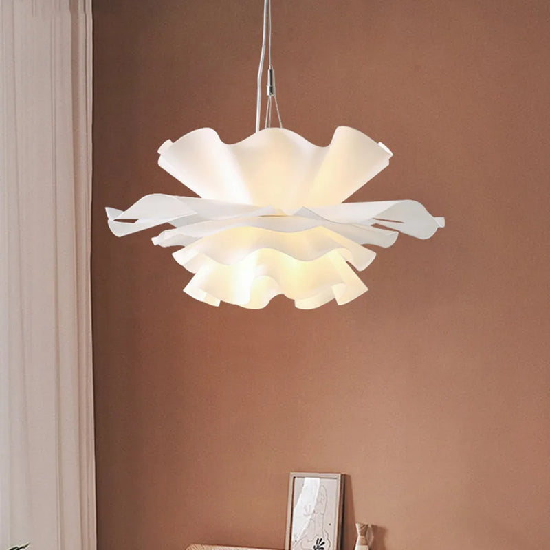 Nordic White Flower Chandelier Pendant Lamp for Bedroom, Living Room, and Bar by Axyaa