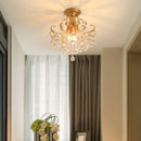 Axyaa Gold Crystal Round Ceiling Chandelier for Home Indoor Lighting