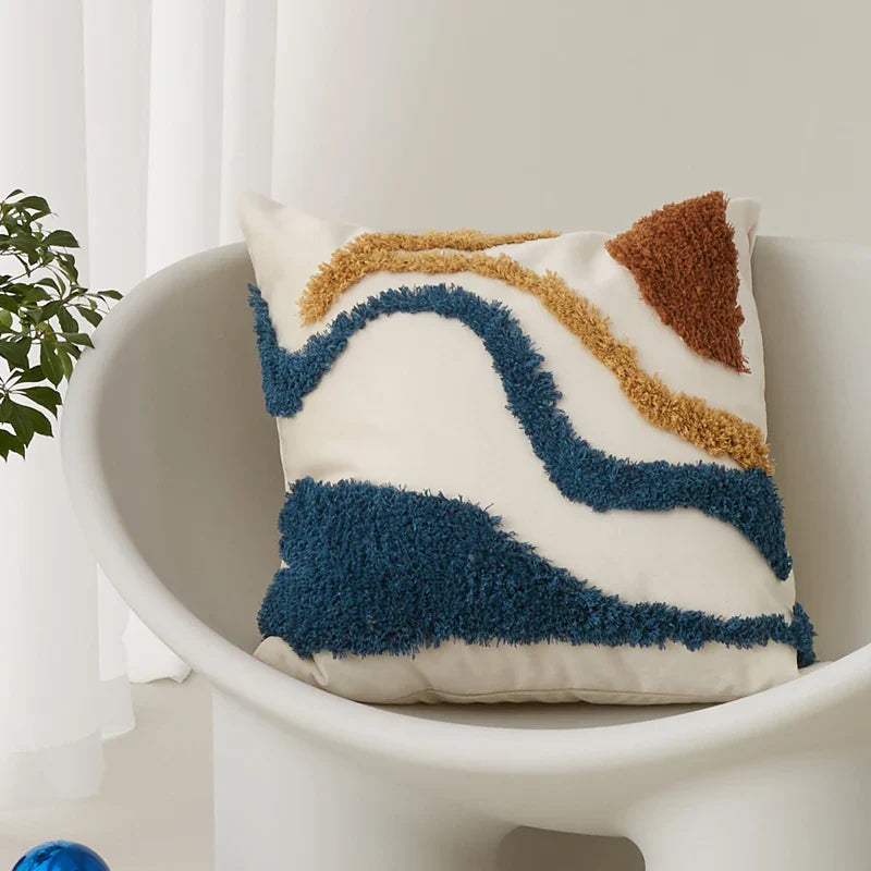 Axyaa Velvet Abstract Art Cushion Cover for Sofa, Chair, Bed - 45x45cm
