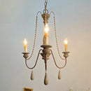 Axyaa Vintage White Wooden Beads Chandelier - Elegant Foyer Light Fixture