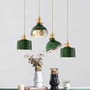 Axyaa Glass Chandelier with Green LED Lights