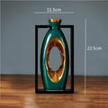 Axyaa Chinese Style Ceramic Vase with Wooden Frame for Modern Home Decoration