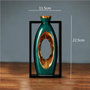 Axyaa Chinese Style Ceramic Vase with Wooden Frame for Modern Home Decoration