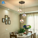 Axyaa Tiffany Turkey Pendant Lamp: Colorful Mosaic Chandelier for Kitchen, Restaurant, Bar