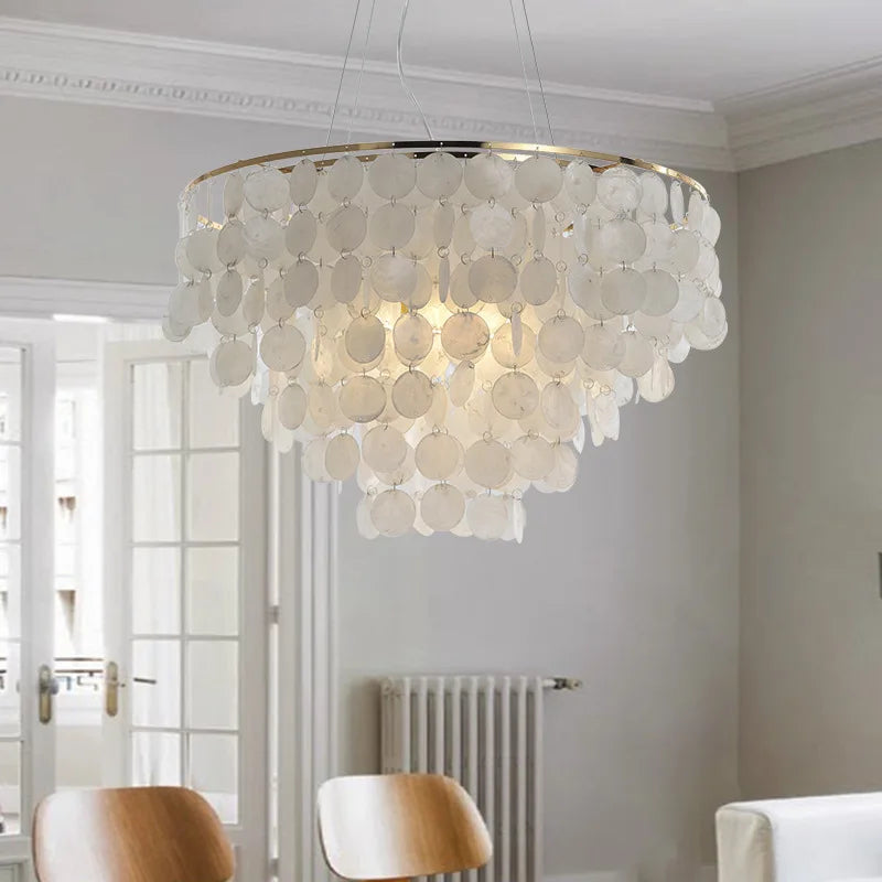 Axyaa Nature Shell Chandelier Chrome Light for Bedroom Kitchen Living Room