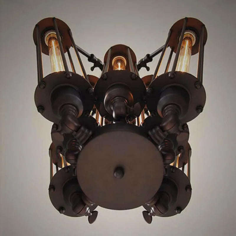 Axyaa 8-head Industrial Steampunk Pendant Light for Cafe, Dining, and Bar