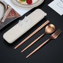 Axyaa Stainless Steel Cutlery Set with Box - Portable Dinnerware Kit