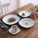 Axyaa 30-Piece Green Line Porcelain Plate Set: Dessert, Soup, Dinner, Cup & Saucer