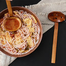 Axyaa Wooden Ramen Soup Spoon Colander - Japanese Style Long Handle Cooking Tool