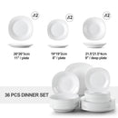Axya™ Esmer Opal Glass Dinner Set: Dinner, Soup, Dessert Plate Set - 18/36-Piece Durable Collection