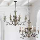 Axyaa Rustic Iron Pendant Chandelier: Vintage White Wooden Industrial Lighting Fixtures