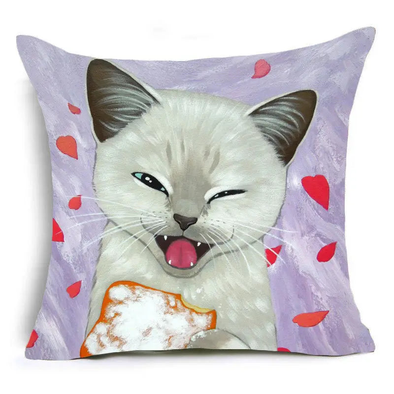 Cartoon Cat Pet Pillow Cover for Home Sofa Decor by Axyaa