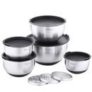 Axyaa 5-Piece Stainless Steel Salad Mixing Bowl Set with Grater and Lids