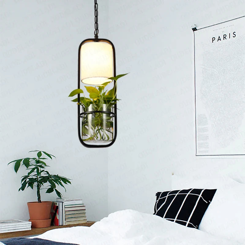 Axya Black Cage Plant Pendant Light Iron Minimalist Retro Danish Design Loft Lamp