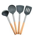 Axyaa Silicone Kitchen Utensils Set with Wooden Handles