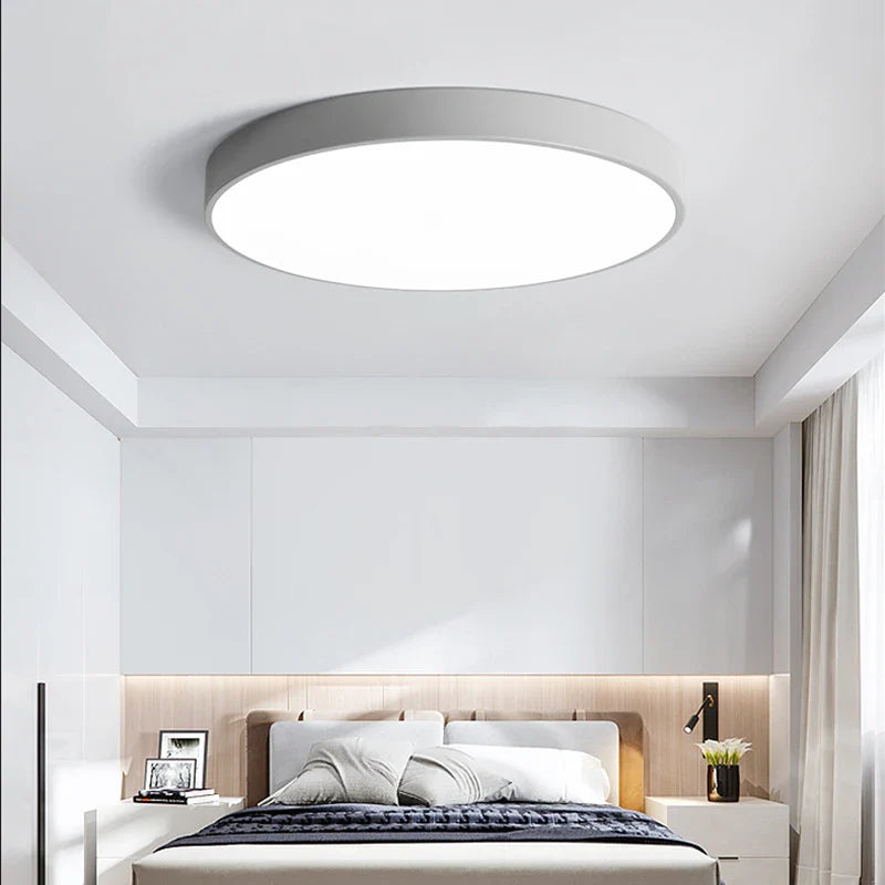 Axyaa Ultra-thin LED Round Ceiling Light Dimmable Remote Control in White or Black