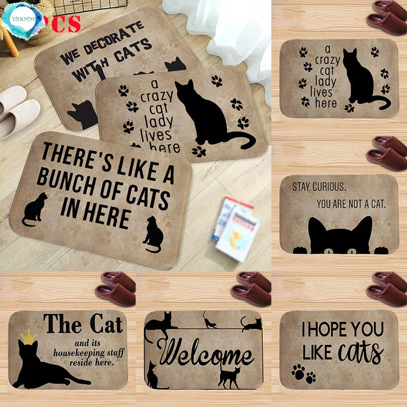 Axyaa Charming Cats Memory Foam Bath Mat - Anti-slip Coral Personalized Doormat