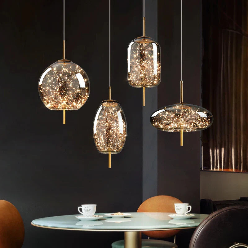 Axyaa Crystal Chandelier: Elegant LED Pendant for Modern Kitchen Decor & Dining Tables