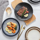 Axyaa Ceramic Striped Plate: Creative Retro Steak Spaghetti Sushi Restaurant Commercial Plate
