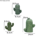 Axya Ceramic Cactus Storage Jar for Cotton Swabs, Toothpicks, Seasonings