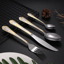 Axyaa Retro Carved Stainless Steel Cutlery Set - Luxury Family Dinnerware