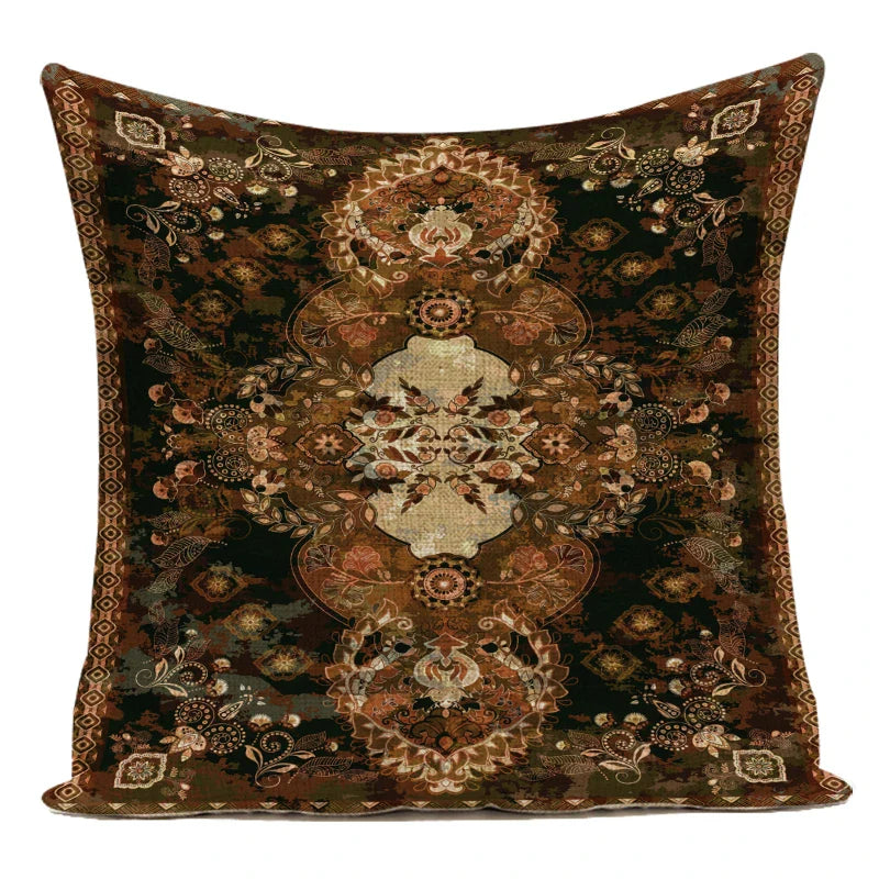 Axyaa Moroccan Mandala Linen Cushion Covers for Vintage Home Decor