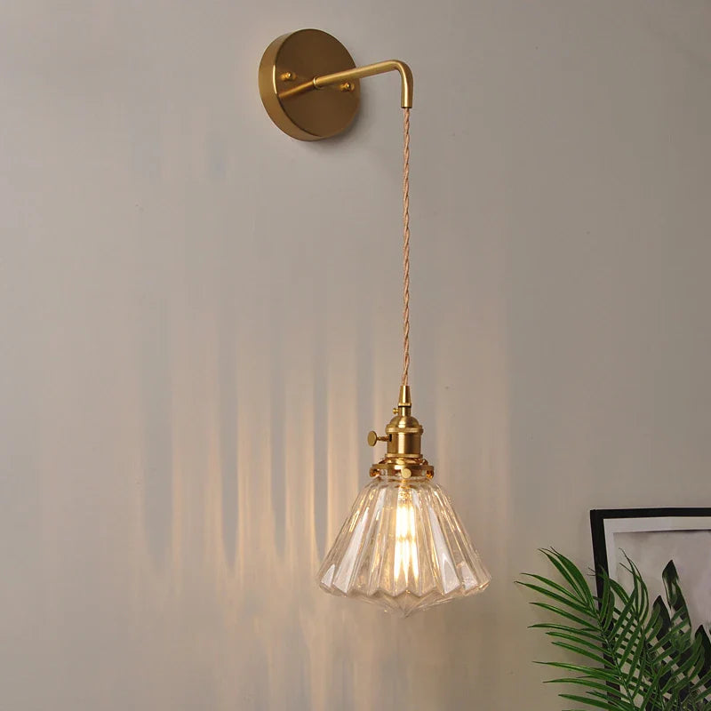 Axyaa Modern Glass Wall Lamp Sconce for Bedroom Decor, LED Bedside Light