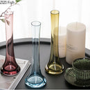 Axyaa Oblique Glass Vase for Flowers - Modern Desk Home Decor