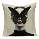 Axyaa Retro Art Woman Abstract Linen Cushion Cover Decorative Throw Pillow