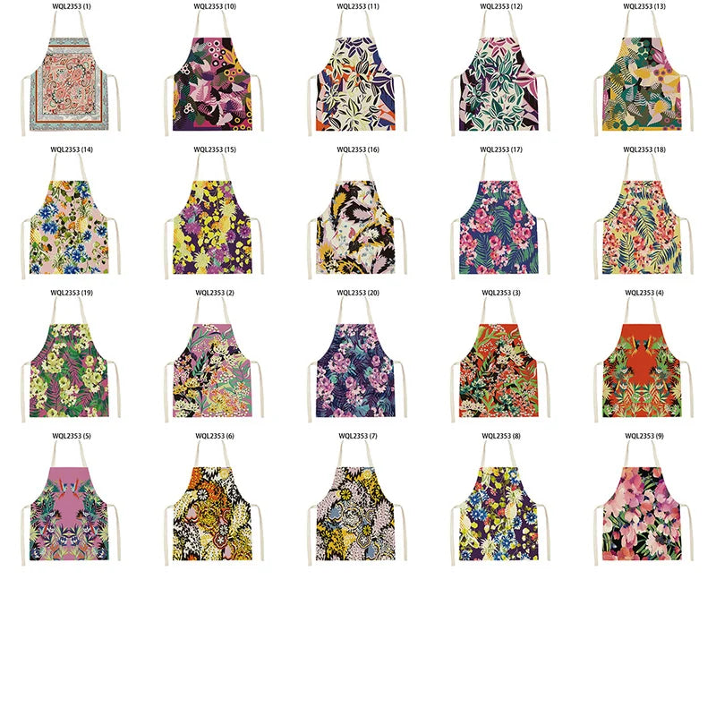 Axyaa Tropical Floral Kitchen Apron for Cooking, Baking, Cleaning - 47x38cm
