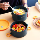 Axyaa Round Bento Box: Double Layer Lunch Container for Adults & Kids, Leak-Proof Tableware