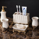 Axya Retro Ceramic Bathroom Set - Lotion Bottle Toothbrush Holder Soap Dish Cup