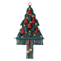 Handwoven Macrame Christmas Tree Wall Hanging with Tassels, Bells - Axyaa Boho Decor