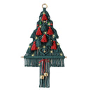 Handwoven Macrame Christmas Tree Wall Hanging with Tassels, Bells - Axyaa Boho Decor
