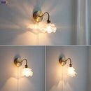 Axyaa Flower Glass Copper Wall Sconce LED Light with Pull Chain Switch