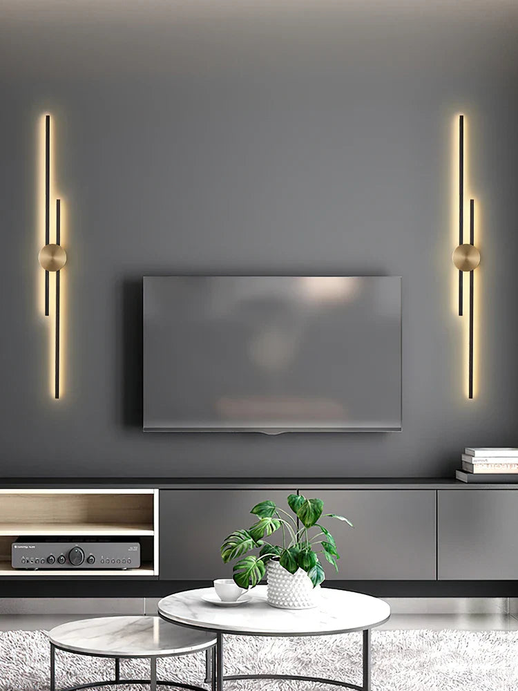 Axya Long Copper Wall Light for Bedroom, Living Room, and TV Background