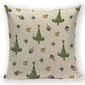 Axyaa Festive Santa Claus Christmas Tree Linen Throw Pillow Case