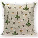 Axyaa Festive Santa Claus Christmas Tree Linen Throw Pillow Case