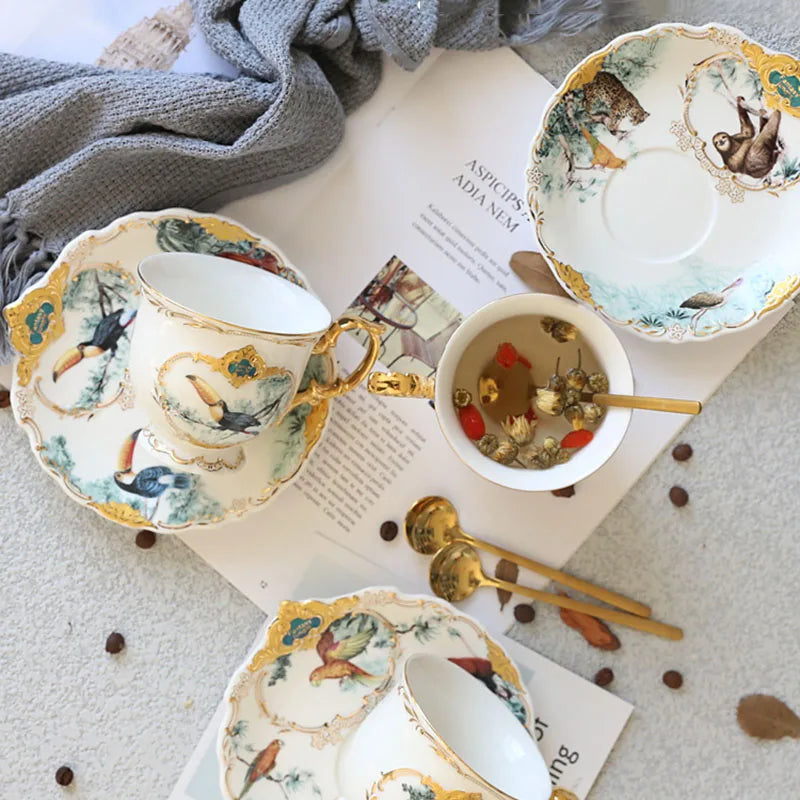 Axya Ceramic Jungle Animal Coffee Cup Set for Table Decoration