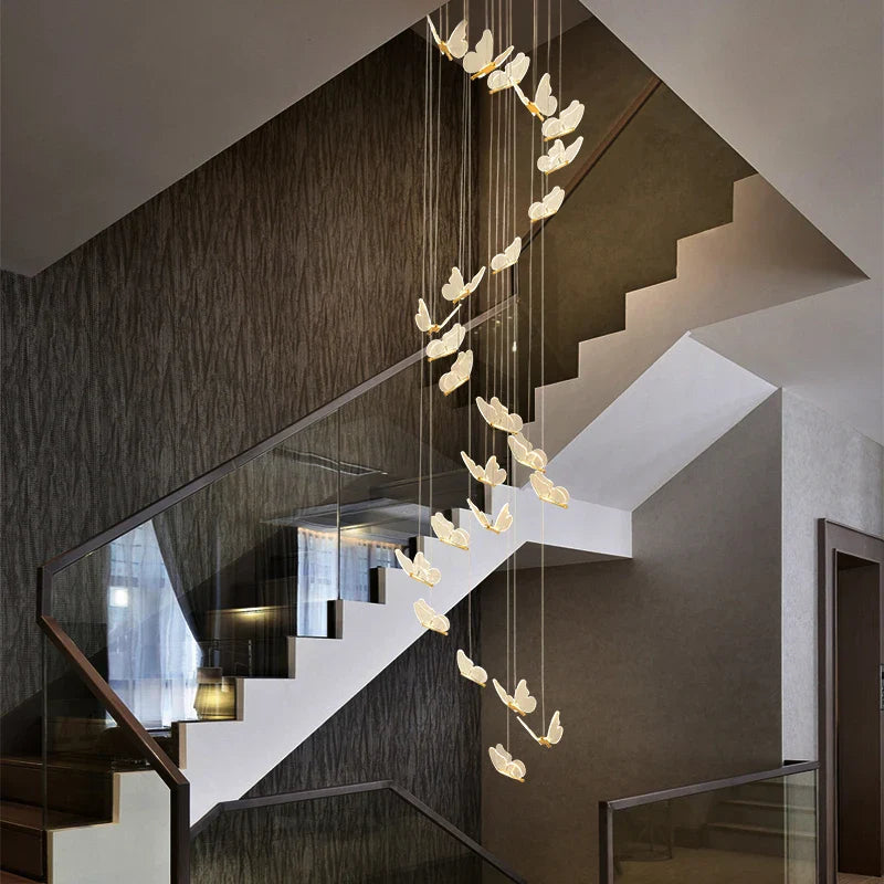 Axyaa Butterfly Chandelier: LED Pendant Light for Living Room and Staircase