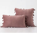 Velvet Tassel Throw Pillow Cover for Couch & Sofa - Axyaa Branded Luxe Accent Cushions
