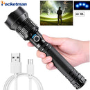 Axya USB Rechargeable XHP70.2 Zoomable LED Flashlight with 18650 Battery