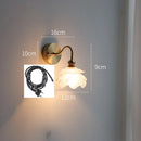 Axyaa Flower Glass Copper Wall Sconce LED Light with Pull Chain Switch