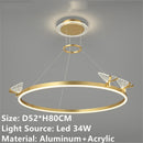 Axyaa Modern Gold Coffee Black Butterfly Chandelier with Rings Home Lighting